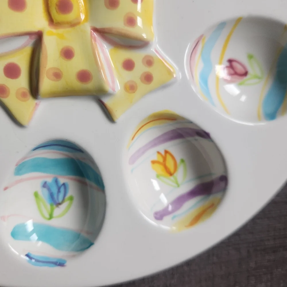 NWT Ceramic Deviled Egg Serving Dish Easter Egg 10 Inch - Picture 5 of 9